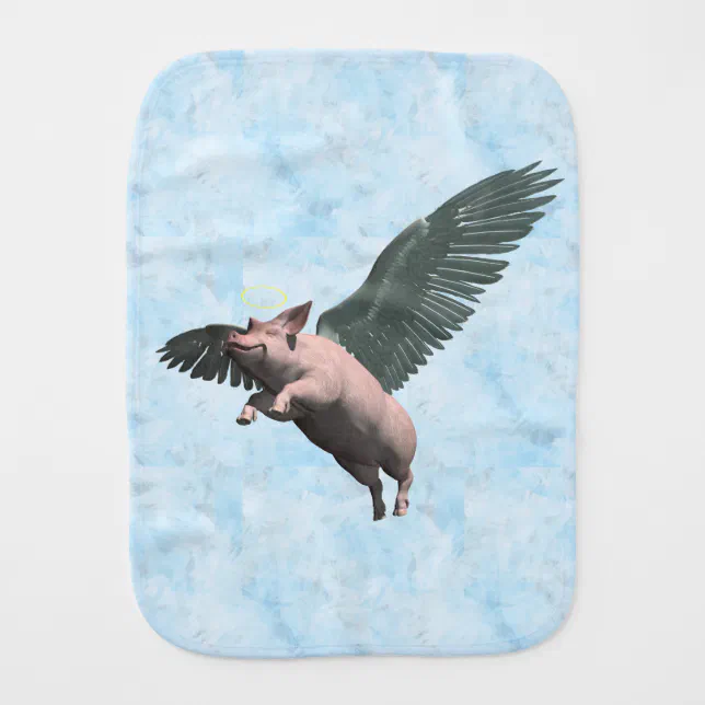Cute Angel Pig Flying in the Sky Burp Cloth
