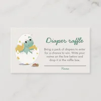 Cute Baby Dinosaur Baby Shower Diaper Raffle Game Enclosure Card