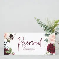 Wedding Hanging Reserved Sign -Burgundy & Navy Invitation