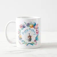 Cute Mouse Wearing a Party Hat Sticker Coffee Mug