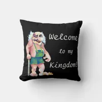 Scandinavian Funny Looking Welcoming Troll Throw Pillow