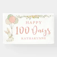 Cute Vintage Bunny Floral 100 Day Celebration Banner