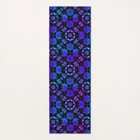 Hippie Patterned Retro Bohemian Blue Purple Black Yoga Mat