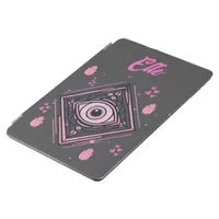 Hamsa Hand with Evil Eye and Hearts Pink on gray iPad Air Cover