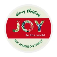 Festive Joy To The World Cute Red Green Christmas Edible Frosting Rounds