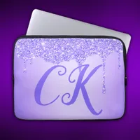 Initials Monogram with Purple Glitter | Laptop Sleeve