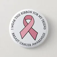 I Wear this Ribbon for my Friend Pink   Button