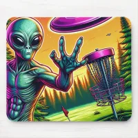 Extraterrestrial and Flying Disc Golf Saucer Mouse Pad