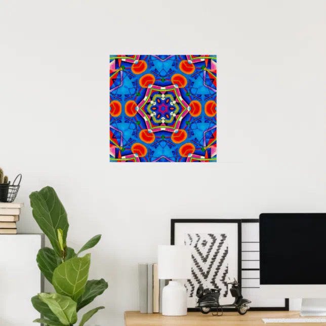 Oil painting multicolor kaleidoscope  poster
