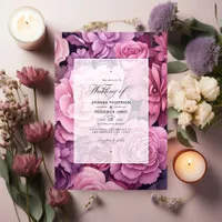 Dusty Rose and Mauve Floral Wedding Invitation