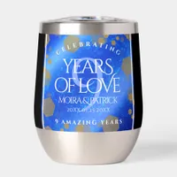 Elegant 9th Lapis Lazuli Wedding Anniversary Thermal Wine Tumbler