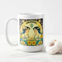 Vintage Horoscope Sign Gemini Twins Celestial Coffee Mug