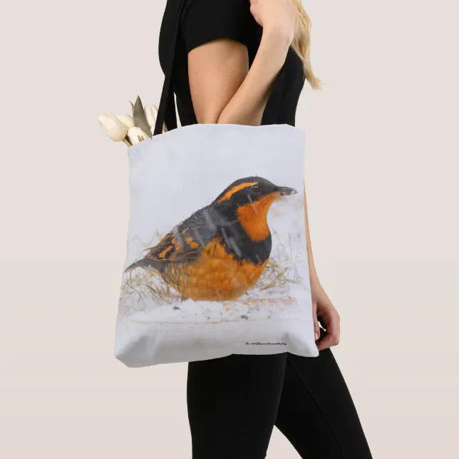Beautiful Varied Thrush Songbird in the Snow Tote Bag