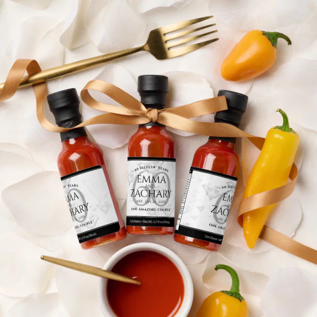 Elegant 60th Diamond Wedding Anniversary Hot Sauces