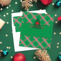 Green Red Plaid Christmas Tree and Snowflake  Envelope Liner