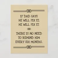 He Will Fix It Funny Dad Joke Postcard