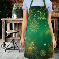 Green And Gold Christmas Winter Wonderland Apron