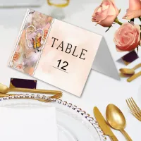 Pearl Heart Orange Floral Butterfly Table Numbers