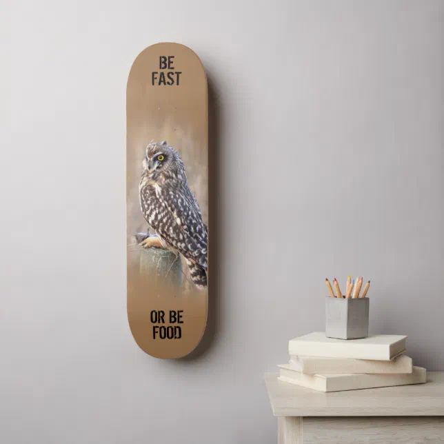 Portrait of a Short-Eared Owl in the Marshes Skateboard