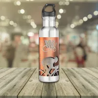 Cyclist - Brushed steel imitation - Silver&pink Stainless Steel Water Bottle