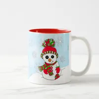 Cute snowman Christmas Holidays Two-Tone Coffee Mug