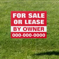 18" x 24" For Sale or Lease Yard Sign