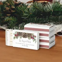 Rustic Watercolor Botanical Winter Wedding Matchboxes