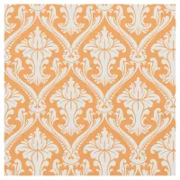 Trendy Orange Baroque Damask Pattern Fabric