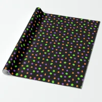 Black Purple Lime Green Orange Polka Dot Wrapping Paper