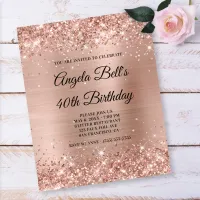 Glittery Light Rose Gold 40th Birthday Paper Flyer