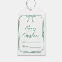 Elegant Green Bow Customizable Cute Christmas  Gift Tags