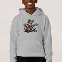 Cute Frog Playing a Guitar Hoodie