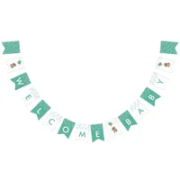 Cute Teddy Bear Welcome Gender Neutral Baby Shower Bunting Flags