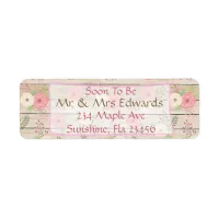 Rustic Wood Pink and Tan Flowers Address Labels