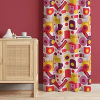 Retro Geometric Abstract Pat#13 Red Orange ID1067 Blackout Curtains