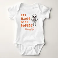 Eat Sleep Poop Repea Cute October Newborn Skeleton Baby Bodysuit