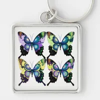 Aqua, Pink, and Yellow -  Elegant Butterflies Keychain