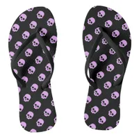 Cute Goth Pink Skulls Flip Flops