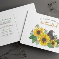 Sunflowers Thanksgiving Dinner Party Invitation Postcard