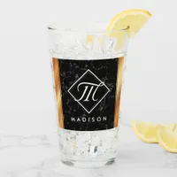 Elegant Black Marble & Copper Foil Script Monogram Glass