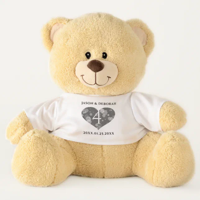 Elegant 4th Linen Wedding Anniversary Celebration Teddy Bear