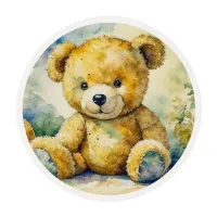 Watercolor Illustration Teddy Bear Baby Shower Edible Frosting Rounds