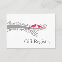 whimsy tree pink lovebirds Gift Registry Cards