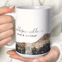 Stunning Black And Gold Glitter Script Business Coffee Mug