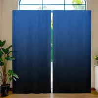 Deep Marine Blue Black Gradient Blackout Curtains