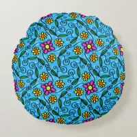 Abstract Floral Round Pillow