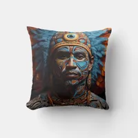 Vibrant Tribal Fusion Art Throw Pillow