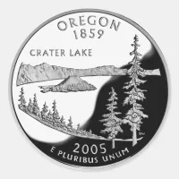Faux Oregon State Quarter Classic Round Sticker