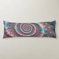 Funky Psychedelic Rainbow Unicorn Fractal Nautilus Body Pillow