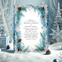 Pine Branch Frost Winter Wedding Invitation